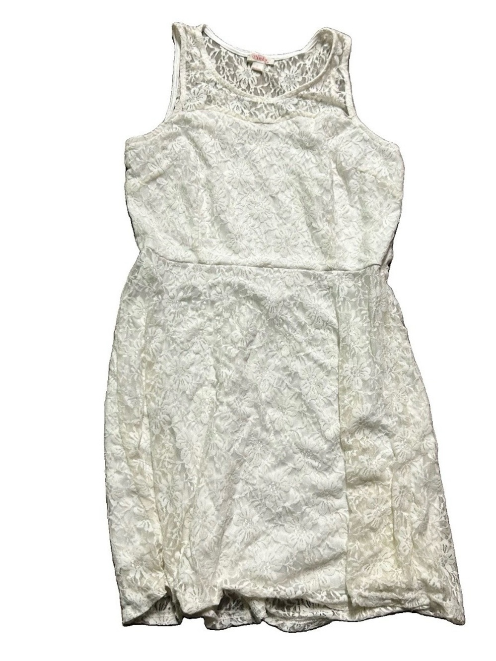 Women’s Pinky White Lace Tank Top Dress Size Large
